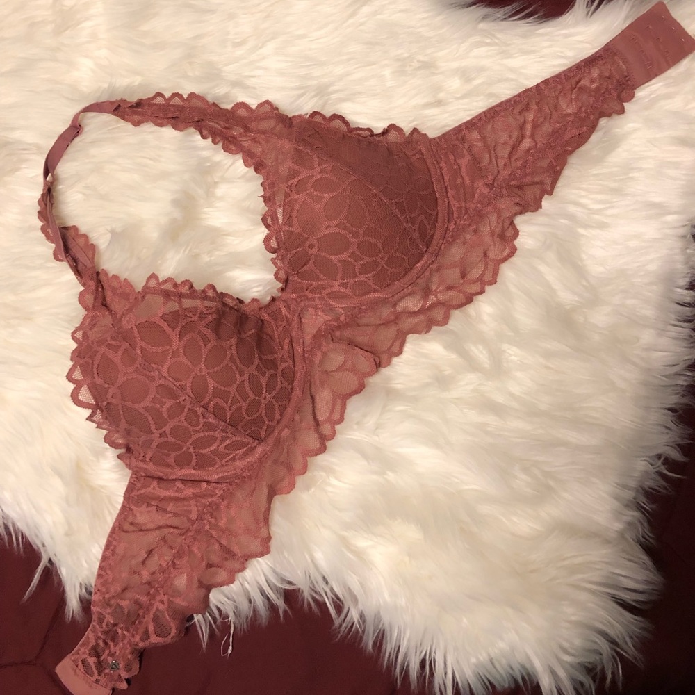 Blush pink padded halter top bralette, fits a 36C